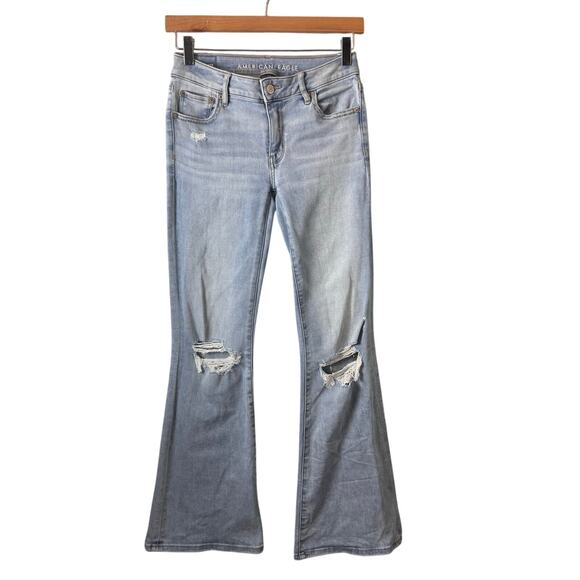 American Eagle Denim - American Eagle Flare Leg Jeans Women’s 0 Distressed Boho Western Low Rise Y2K